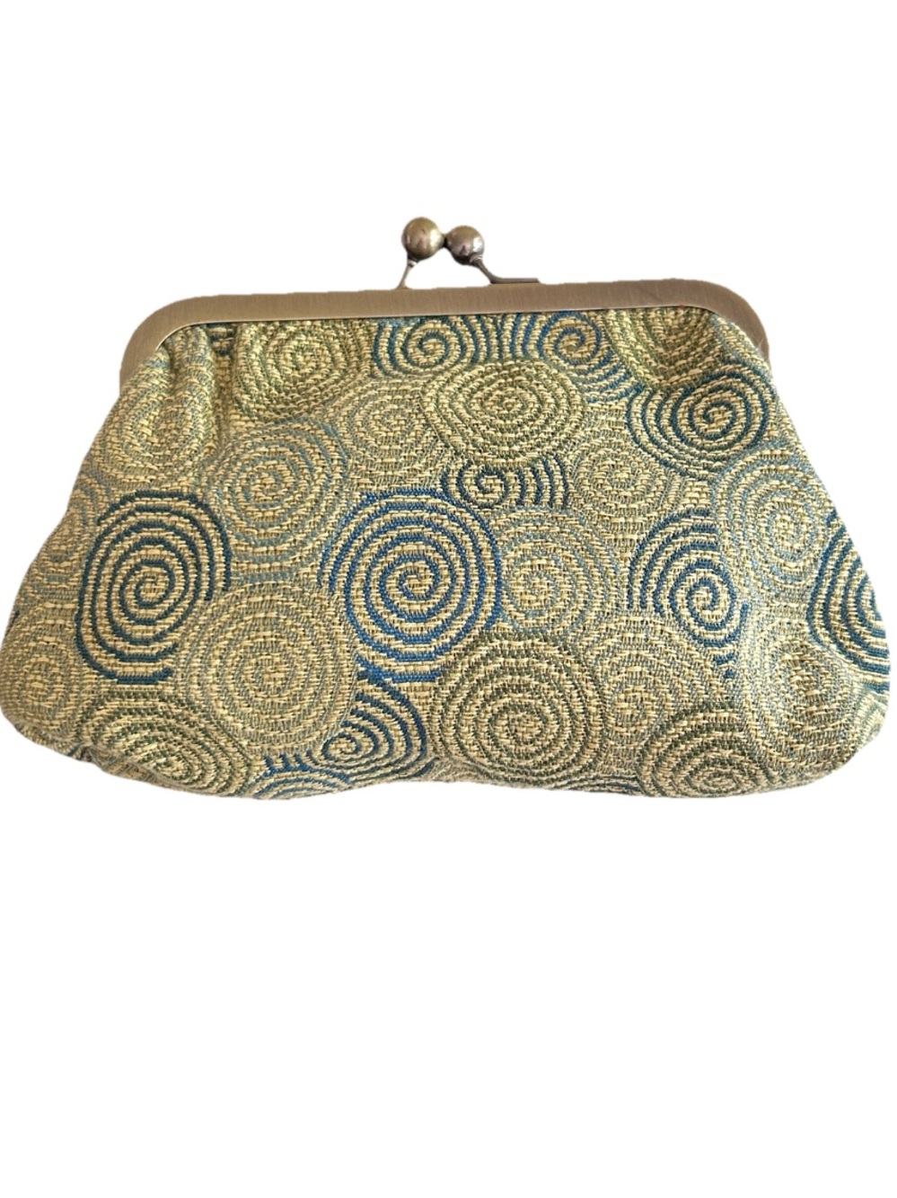 Clutch Bag Y2K Handmade Kiss Lock Green Gold With Red Interior New Never Used